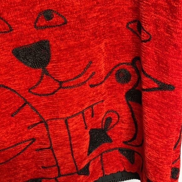 Vintage Allure Cat Dog Picasso Red Black Retro Jacket - Picture 10 of 16